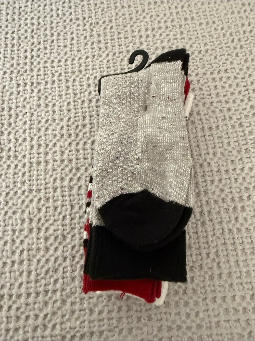 Muk Luks Women's Boot Socks in White, Black & Red - 3 Pair Pack